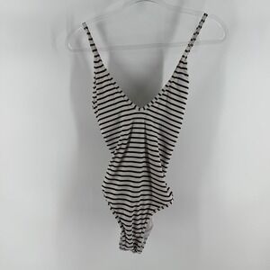 SHEIN Striped Plunge Neck Tie Back One‎ Piece Swimsuit Size Medium